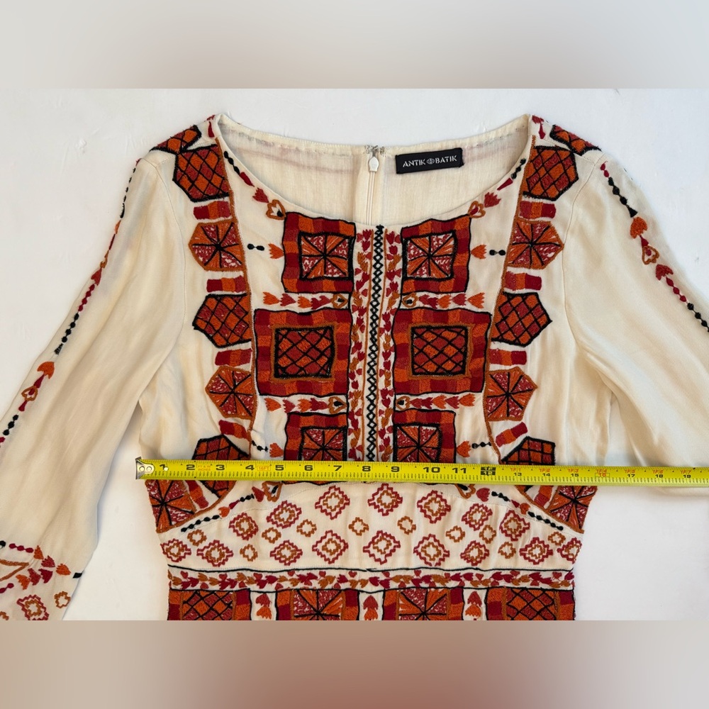 Antik Batik Cream Embroidered Mini Dress – Boho Festival Vibe - Picture 12 of 14
